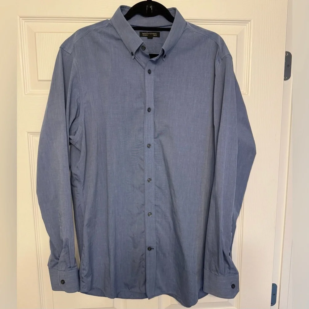 Banana Republic 100% Cotton Long Sleeve Button‎ Down Collar Shirt Blue XL EUC
